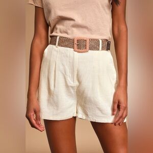 NWT LULUS Cheery Disposition Cream Linen Shorts